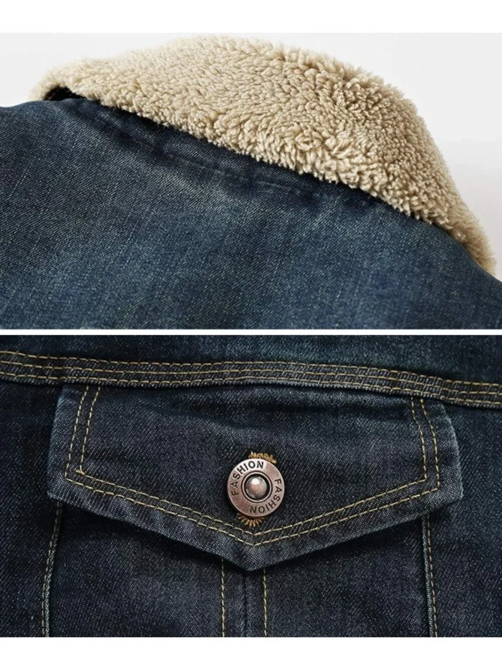 Cozy Sherpa Lined Denim Trucker Jacket for Men - Winter Jean Coat, Cowboy Style